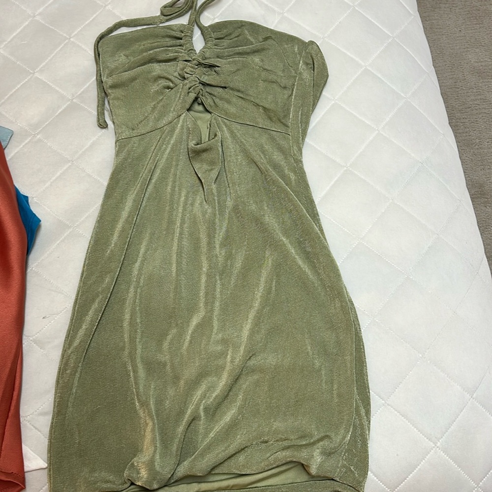 Green hello molly mini dress